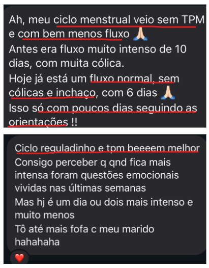 Depoimento sobre ciclo menstrual regulado com Dietoterapia Chinesa