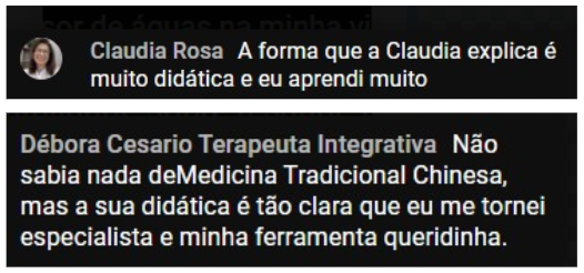 Depoimento sobre a didática de Cláudia Siqueira na Imersão Dietoterapia Chinesa